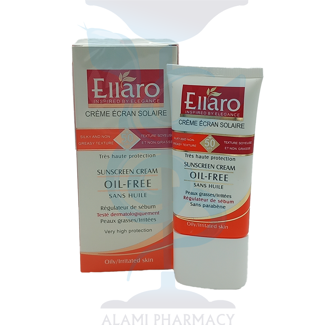 کرم ضد آفتاب فاقد چربی بی رنگ Spf 50 الارو Ellaro