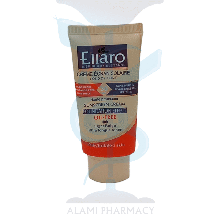 کرم ضد آفتاب پودری فاقد چربی بژ روشن Spf 30 الارو حجم 40 میل