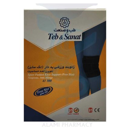 زانوبند ورزشی پددار تک سایز نئوپرن طب و صنعت کد 41300