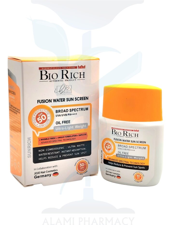 ضدآفتاب فیوژن واتر بی رنگ بایوریچ مدل Sunrich مناسب انواع پوست و پوست حساس با +SPF50 حجم 40 میل - Image 1